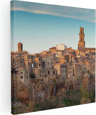 Artaza Canvas Schilderij Italië - 30x30 cm - Klein - Wanddecoratie Toscane - Muurdecoratie Bergen - Kamer Accessoires Landschap
