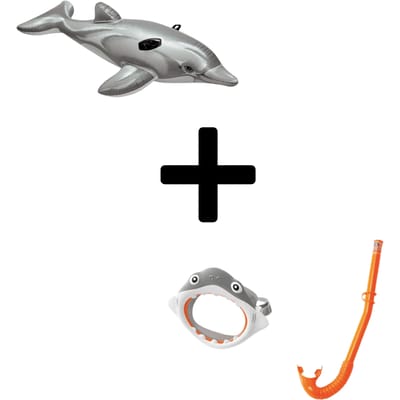 Intex Waterplezier Speelset Opblaasdier Dolfijn en Snorkelset Haai
