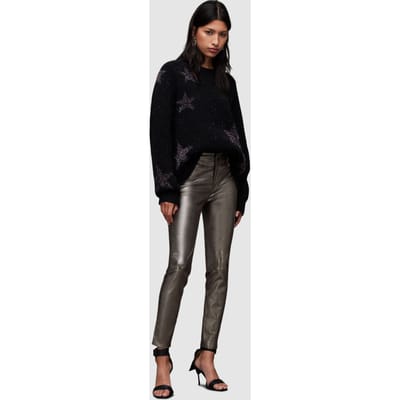 AllSaints Ina Lea Trouser Gunmetal Size: 12 | Skinny Pants Outlet | Dames | Zilver