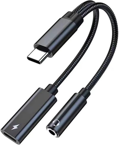 DrPhone AudioFlex Connect – 2-In-1 Type C Naar 3.5 Jack Adapter – Ondersteunt DAC – Audio Adapter - Zwart