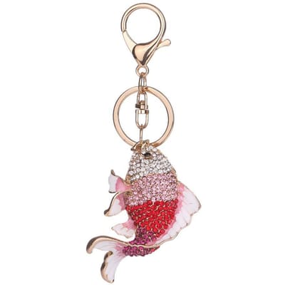 Strass Goudvis Hanger Drukker Haak Kunstig Veer Tas Decoratie Sleutelhanger Sleutelring gray