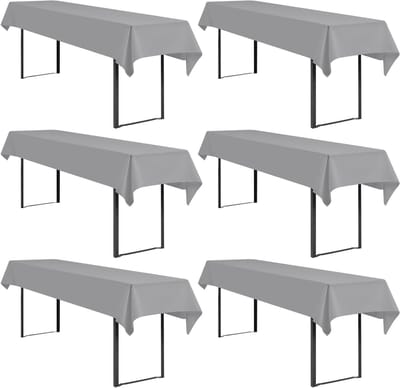 Showgeous 6-pack biertafeltafelkleed universeel voor 50 cm en 70 cm biertafelhoezen polyester rechthoekige tafelkleden wasbaar 100x250 cm (lichtgrijs)