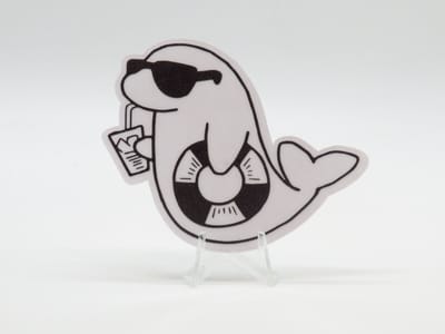 Zomer Zeehond Sticker - Dieren in het Dagelijks Leven | Vera's Arts & Dice | Schattige Stickers - Handgemaakte Stickers - Journaling - Bullet Journal - Scrapbooking - Leuke Stickers - Laptop Sticker - Telefoon Sticker