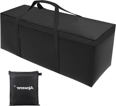 Grote Opbergzak voor Tuinkussens met Handvat, Beschermhoes voor Kussens, 175 x 55 x 75 cm, Zwart, Waterdicht en Duurzaam