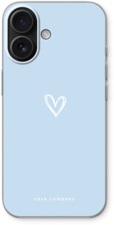 Case Company® - Hoesje geschikt voor iPhone 16 hoesje - Klein Hart Blauw - Soft Cover Telefoonhoesje - Bescherming aan alle Kanten en Schermrand