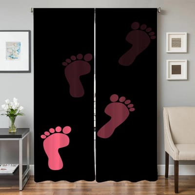 Huisinterieur Keukengordijnen voor Woonkamer 2 Stuks Verduisterende Gordijnen Deurgordijn Voetafdruk Scheidingswand Slaapkamerdecoratie W50xH70cmx2pcs-CL gray