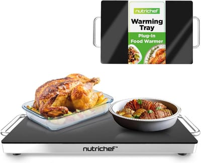 Elektrische Warmteplaat - Verwarmingsplaat Buffet - Eten Warm Houden - Stijlvol Glasoppervlak - 50.8 x 30.5 cm - Zwart