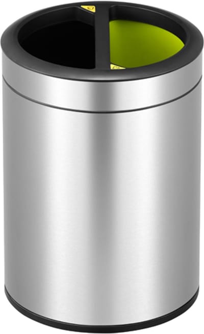 EKO - Round Open Top Bin 5+5 liter - Stainless steel Polypropylene - mat RVS - Prullenbak