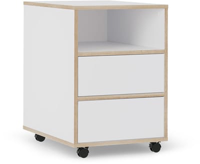 Vicco Rolcontainer Tetrix, Wit, 42 x 55 cm met legplanken en 2 laden