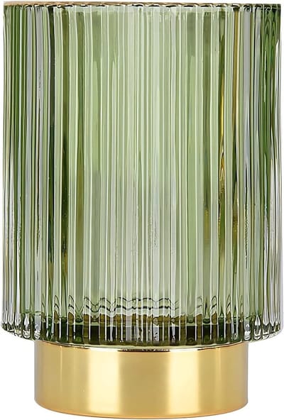 Make-up Borstel Organizer van Glas, Vintage Cosmetica Opberghouder, Striped Vaas voor Penselen en Make-up Accessoires (Groen)