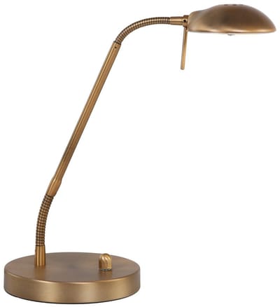 Bronskleurige tafellamp Biron 1 lichts 7502BR met draaibare en kantelbare arm, 48 cm, van metaalmateriaal, Mexlite