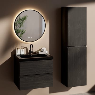 Badkamermeubelset Imperial - 60cm - Zwart Eiken - Wastafel Zwart