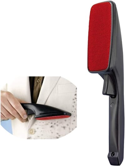 Kledingborstel - Pluisverwijderaar - Snel Kleding Reinigen - Draaibare Borstelkop - 25cm Lengte - Zwart Rood