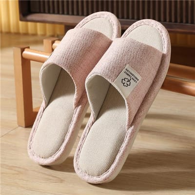 Home Linnen Pantoffels Voor Heren In De Lente & Herfst Comfortabele Slaapkamer Open-teen & Ademende Pantoffels Heren & Dames Schoenen Zomer 38-39 roze
