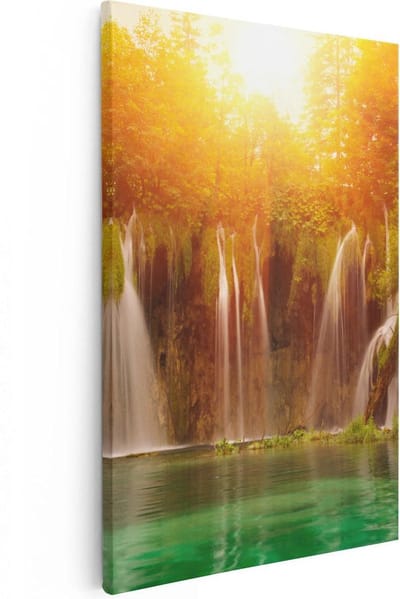 Artaza Canvas Schilderij Bos - 20x30 cm - Klein - Wanddecoratie Waterval - Muurdecoratie Landschap - Kamer Accessoires Natuur