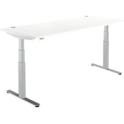 Schäfer Shop  Select Bureautafel DRIVE UP 2, T-poot, rechthoek, tweetraps elektrisch in hoogte verstelbaar, B 1800 mm, wit/blank aluminium