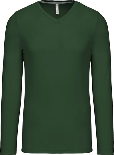 Kariban Herenshirt met lange mouwen en V-hals Forest Green - S