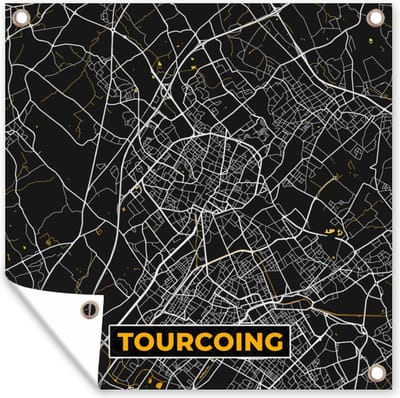 Tuin poster Kaart – Tourcoing - Plattegrond – Frankrijk – Stadskaart - 200x200 cm - Tuindoek