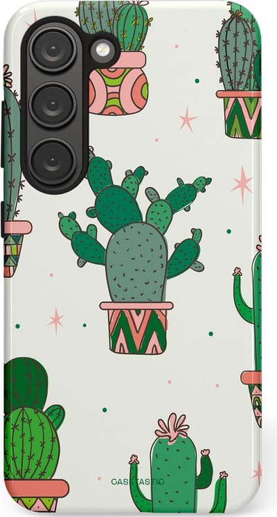 Casetastic Hoesje Geschikt voor Samsung S23 - Stijlvolle Beschermende Duo-layer Case - Zonnige Cactus