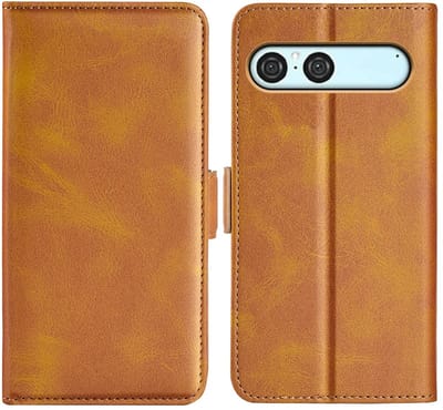 MobyDefend Hoesje - Geschikt voor Sony Xperia 10 VII - Luxe Wallet Book Case (Sluiting Zijkant) - Lichtbruin