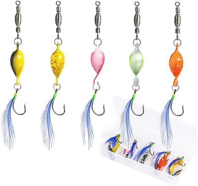 Set van 5 Kunststof Vissen Lepels voor Forel en Baars - Perfecte Vissersaccessoires met Opbergdoos
