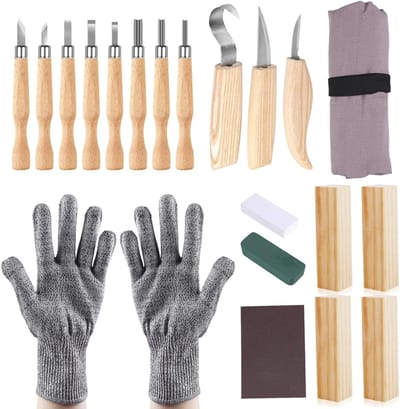 ZRSS® Houtsnijgereedschapset 21-delig - Houtbewerking Set - Voor Volwassenen en Kinderen - Houtsnijmes Gereedschap