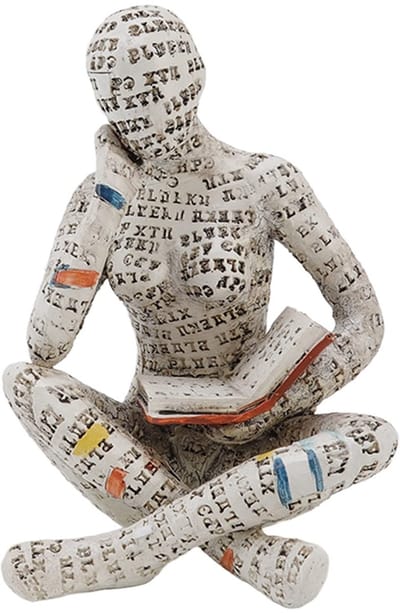 Store_9 - Beeldje Lezende Vrouw - Creatieve Hars Sculptuur - Grijs - Moderne Kunst - Perfect voor Woondecoratie - Uniek Ornament