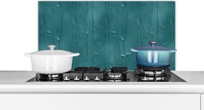 Spatscherm Keuken - Kookplaat Achterwand - Spatwand Fornuis - 90x45 cm - Verf - Turquoise - Abstract - Aluminium - Wanddecoratie - Muurbeschermer - Hittebestendig