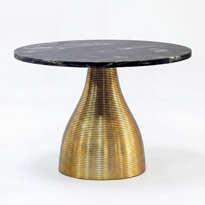Salontafel Rond - Bijzettafel Metaal - Woonkamer Inrichten - Handgemaakt Uniek Stuk - 60cm Diameter - Zwart Goud