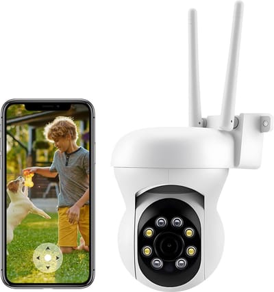 Wifi Buiten & Binnen Camera met Kleuren Nachtzicht, Mensdetectie en Tweeweg Audio
