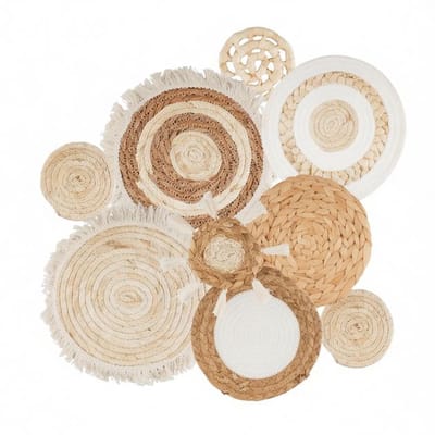 Maison Elara 9-delige handgeweven wandmandset - Boho wanddecoratie 11-25 cm