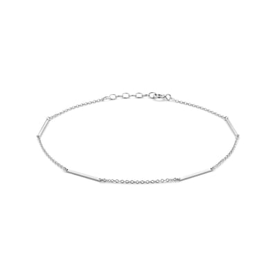 925 zilveren enkelbandje balkjes - 1.6 mm 24 + 2 mm Gerhodineerd 925 zilveren enkelband - Lev Sieraden