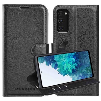 Cadorabo Hoesje geschikt voor Samsung Galaxy S20 FE in PHANTOM ZWART - Beschermhoes met magnetische sluiting, standfunctie en kaartvakje Book Case Cover Etui