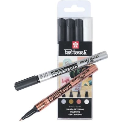 Sakura Pen-Touch Fijn set Metallic + White | 4 colours