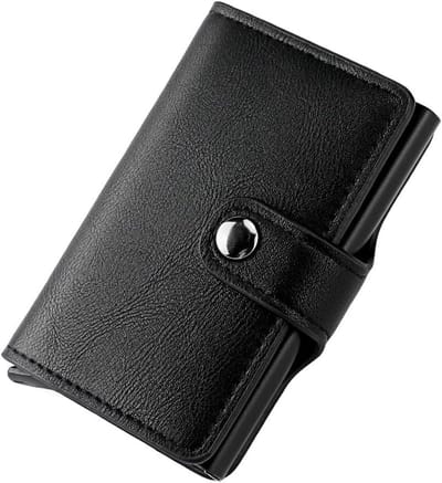 Kaarthouder Portemonnee - Creditcardhouder Pasjeshouder - Veilig Kaarten Bewaren - Automatische Uitschuiffunctie - Compact Formaat - Zwart