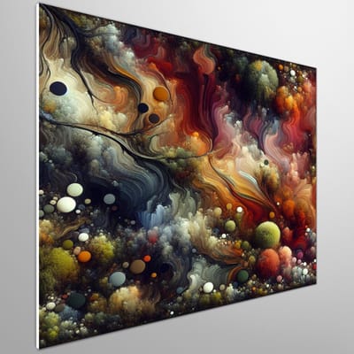 Olieverf mos schilderij | Natuurlijke pracht gevangen in een levendige oase van kleuren | Kunst - 60x60 centimeter op Forex | Foto op Forex