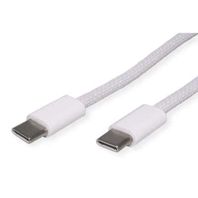 Value 11.99.8341 USB-C-kabel USB 2.0 USB-C stekker, USB-C stekker 2 m Wit Flexibel, Textielmantel