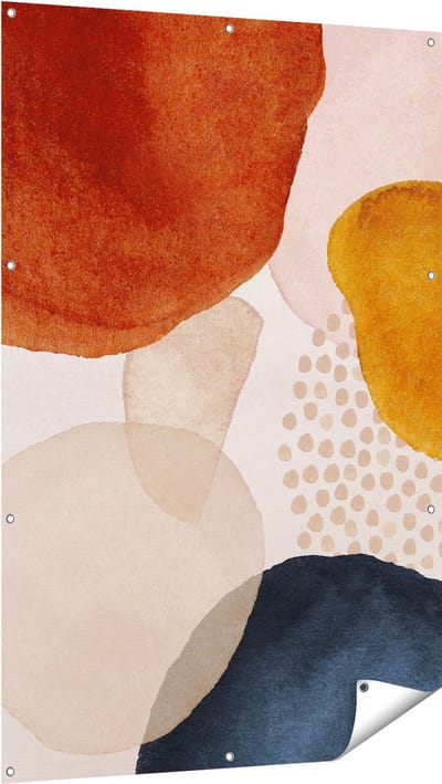 Gards Tuinposter Abstracte Kunst van Cirkels - 100x150 cm - Tuindoek - Tuindecoratie - Wanddecoratie buiten - Tuinschilderij