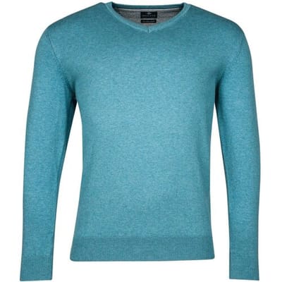 Baileys Trui Luxury Pima Cotton V-Neck Single Knit Sky Blue Melange / male