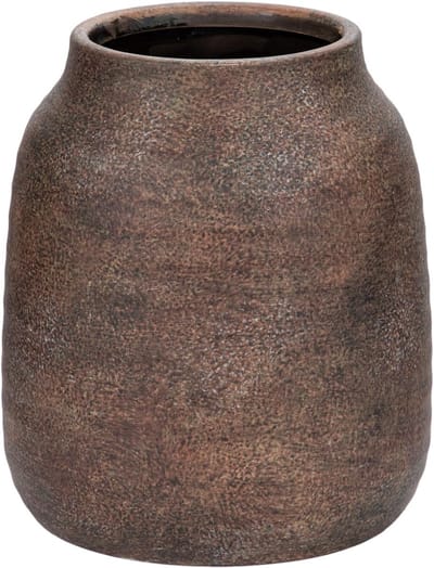 Famanu – Grote rustieke keramische vaas in bruine terracotta tint, vintage boerderij stijl voor woonkamer en keuken