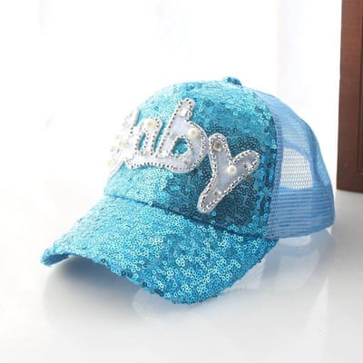 Chapeau en maille à paillettes pour femme Water Diamond, casquette de baseball mignonne pour bébé, chapeau d'été pour enfant avec visière pare-soleil S(48-53cM)