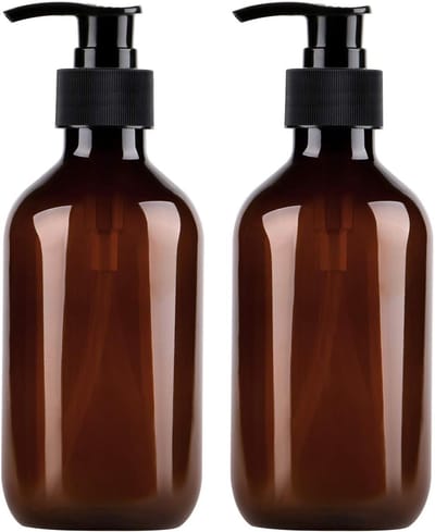 2-Pack Plastic Zeepdispenser - 10oz Lege Fles Lotionpomp - Universeel voor Cosmetische Keuken en Badkamer - Bruin