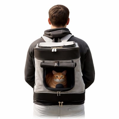 belviona Kattenrugzak, comfortabel & veilig reizen, grijs/zwart