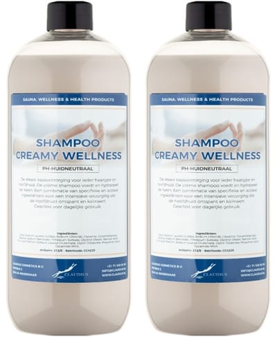 Shampoo Creamy Wellness - 1 liter (transparant) - 2 Stuks - Voordeelverpakking - Haarverzorging