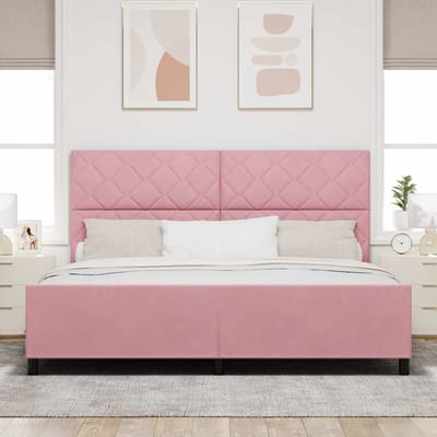 vidaXL - Boxspring - bed - met - hoofdeinde - Roze - 200 - x - 200 - cm - Fluweel