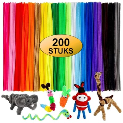 Fako Bijoux - 200 Gekleurde Pijpenragers - Set van 200 Stuks Chenille Draden - 20 Verschillende Kleuren - 30 cm Lang - Knutselen - DIY - Hobby - Chenille Draad – Flexibele Pijpenragers - Kinderen en Volwassenen - 200 Stuks