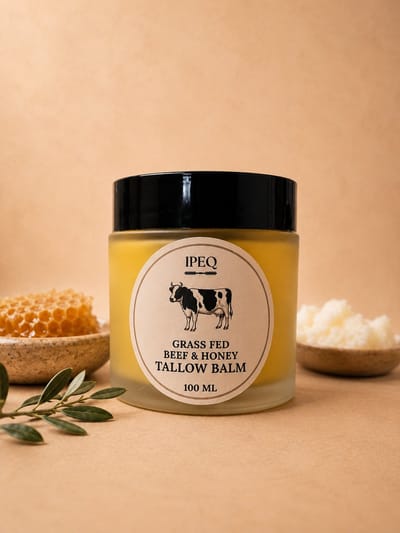 Ipekyolu - Beef Tallow Balm - Grassfed - Honey - 100ml - Intens Voedende Huidcrème - Diepe Hydratatie voor Gezicht, Handen & Lichaam - Sinaasappel