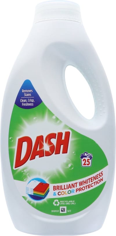 Voordeelverpakking van 2 x 25sc Dash vloeibaar wasmiddel groen 825 ml