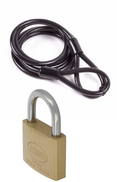 Amig staalkabel met hangslot 60 mm - kabel geplastificeerd 1.5 m x 8 mm - hangslot met 2 sleutels - spullen vastzetten - anti diefstal