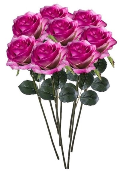 Emerald Kunstbloemen roos - 8x - rozen - Simone - fuchsia - 45 cm - decoratie bloemen